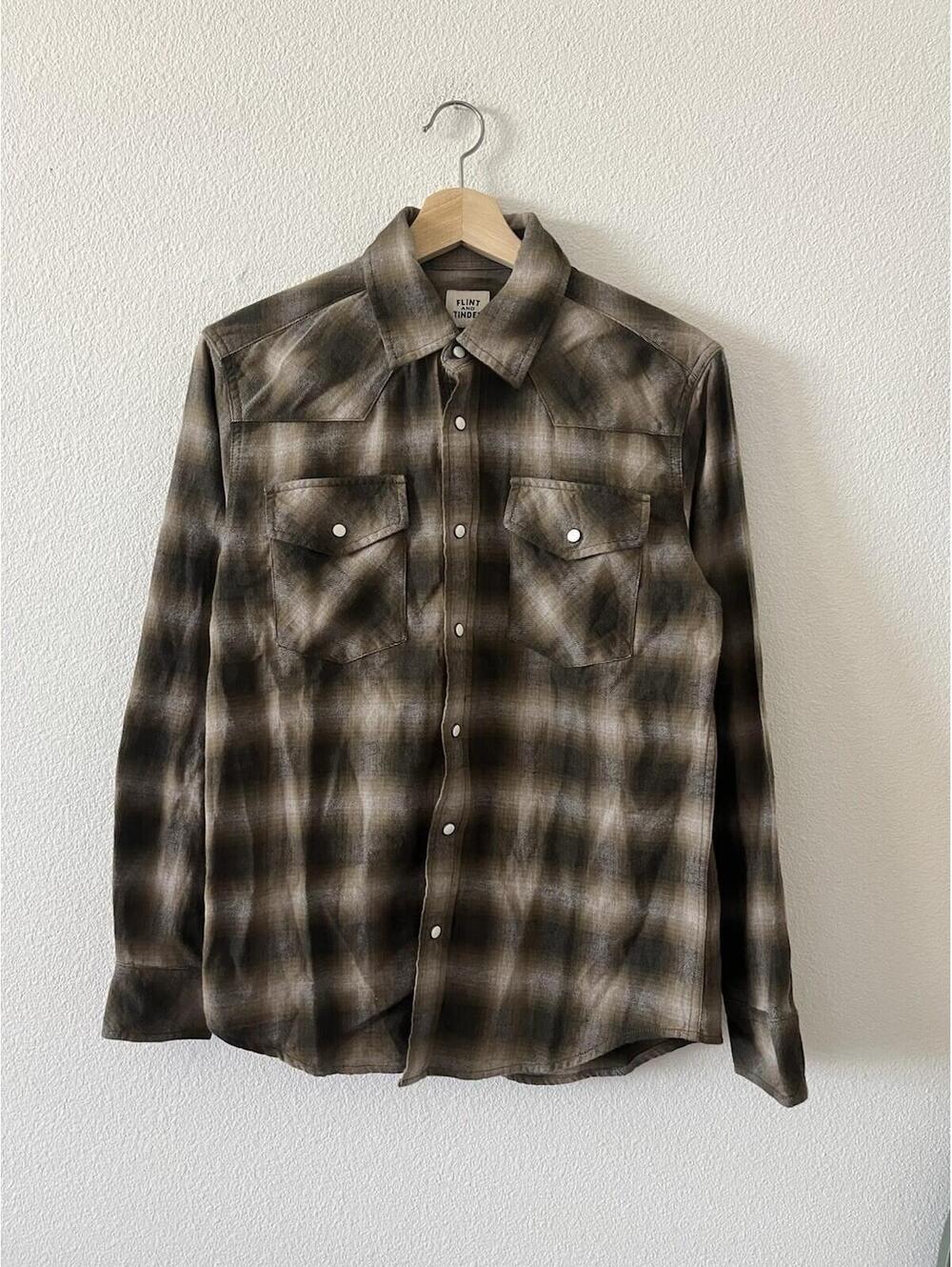 Flint and Tinder Plaid Western Snap Button Shirt M